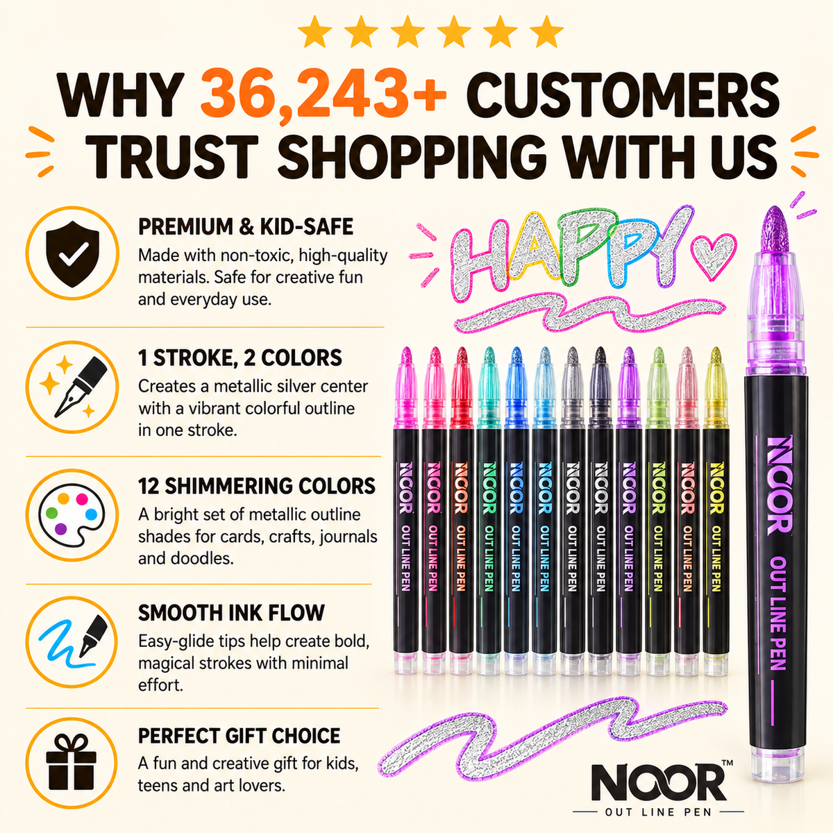 MagicLine™ Outline Marker | 1 Stroke, 2 Colors