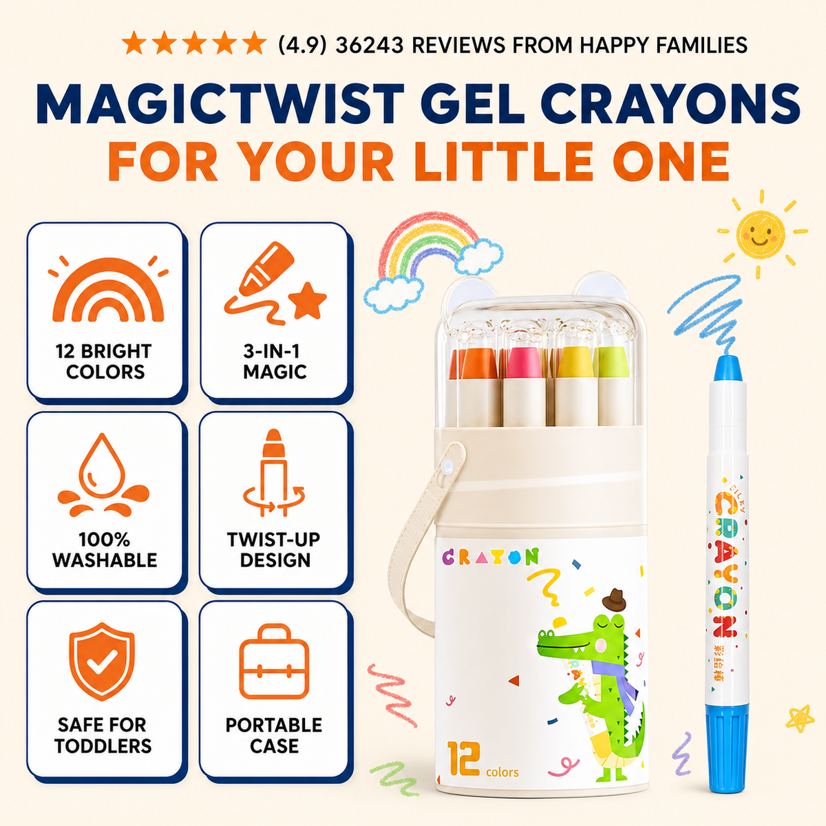 MagicTwist Gel Crayons | Crayon + Pastel + Watercolor