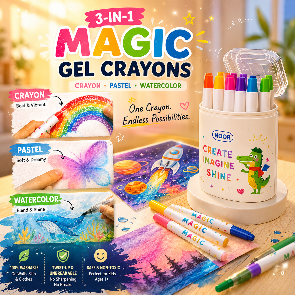 MagicTwist Gel Crayons | Crayon + Pastel + Watercolor