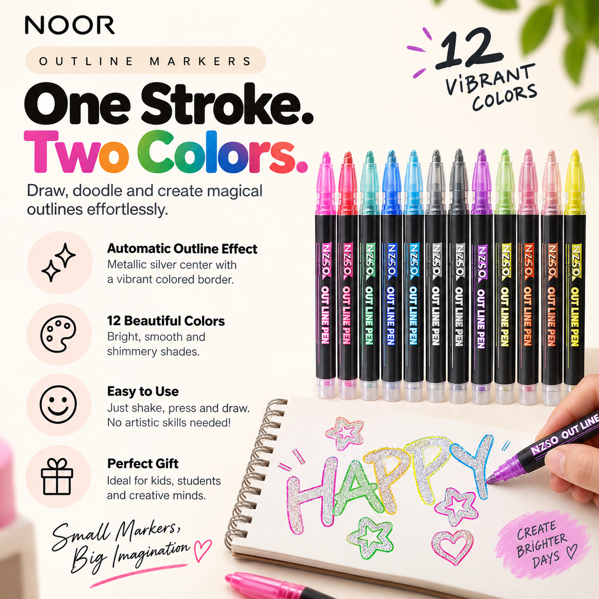 MagicLine™ Outline Marker | 1 Stroke, 2 Colors